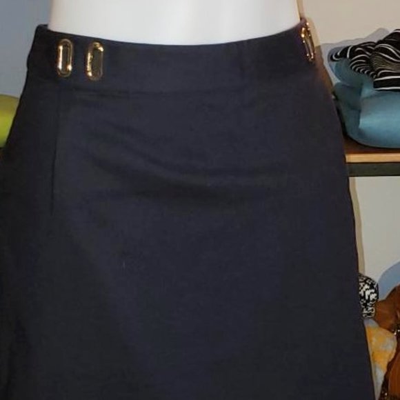 NWOT Michael Kors navy blue over the knee skirt size 14 - Picture 4 of 11